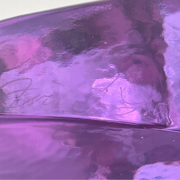 FIRE AND LIGHT RECYCLED GLASS PURPLE HEART PAPER WEIGHT SIGNED 2007 - Picture 11 of 11
